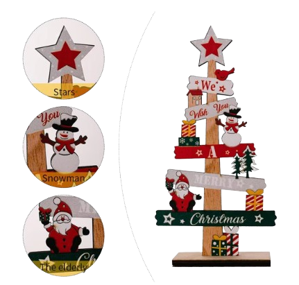 Pino De Madera Para Escritorio Adorno Navideño Santa
