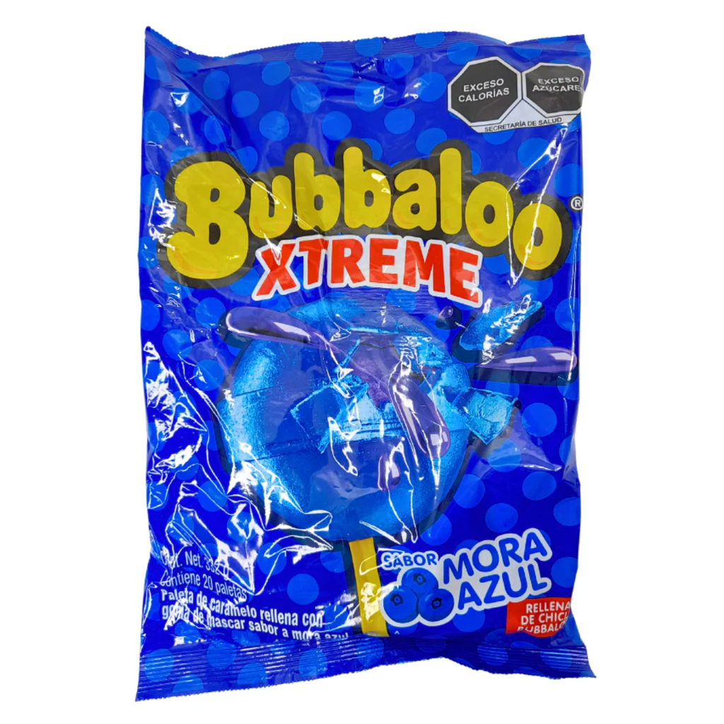 Paleta Bubbalo Xtreme Sabor Mora Azul Con 20 Piezas