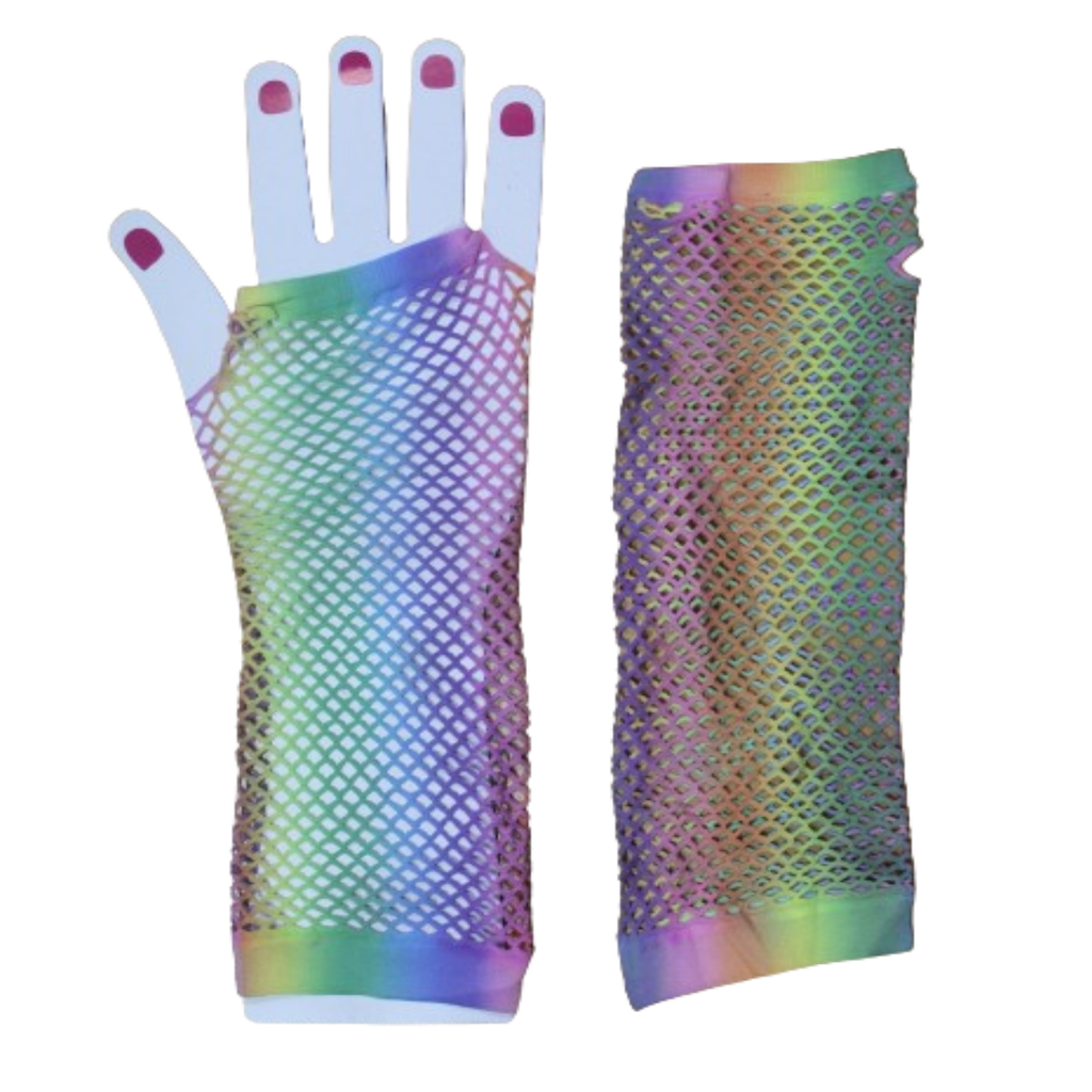 Guantes De Red Malla Larga Rock Sexy Colores Arcoíris LGBT