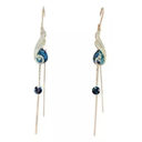 Pendientes De Pavo Real Par Aretes Colgantes Con Piedra Azul