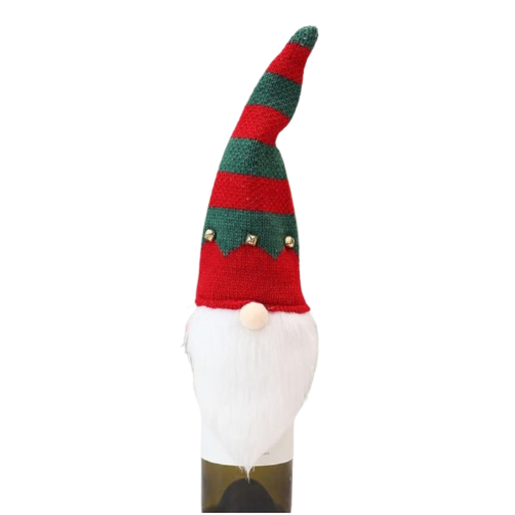 Funda Para Botella De Vino Decoración Navideña Gnomo Con Campanas