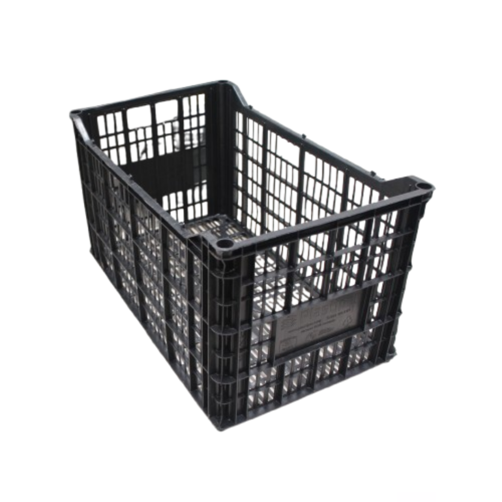 Caja De Plástico Negra Capacidad De 25 Kilos Reciclada CJA-1