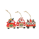 Colgante De Gnomos En Carritos Navideños De Madera 3 Piezas