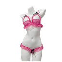 Coordinado Sexy De Encaje, Brassiere Hueco, Rosa Claro
