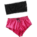 Coordinado Pijama Encaje Trasparente Sin Tirantes Short Rosa