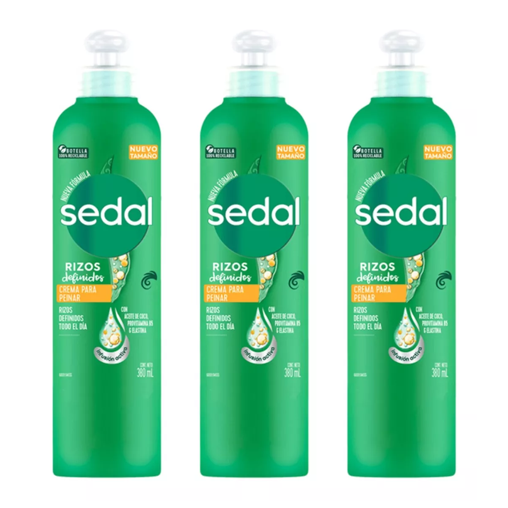 Crema P/Peinar Sedal Rizos Definidos 3pza. 380ml C.U Drop002