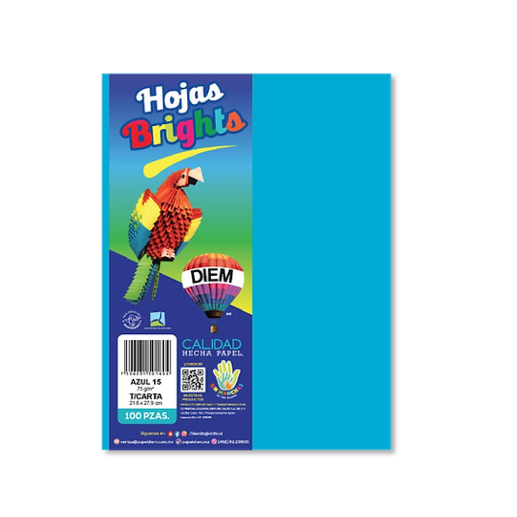 Paquete Papel Bright /250 Hojas/Carta/Azul Drop 009