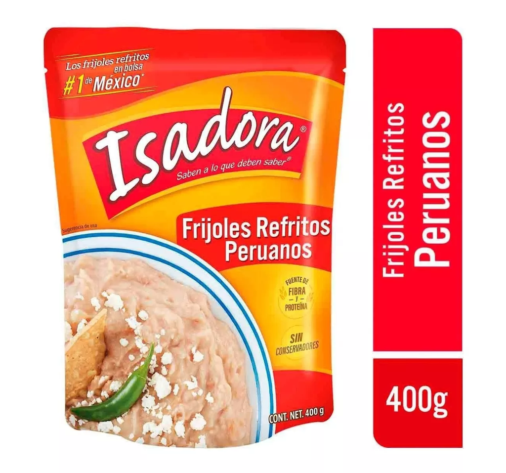 Frijoles Isadora Peruanos Refritos 6 pzas de 430 g c/u Drop 002
