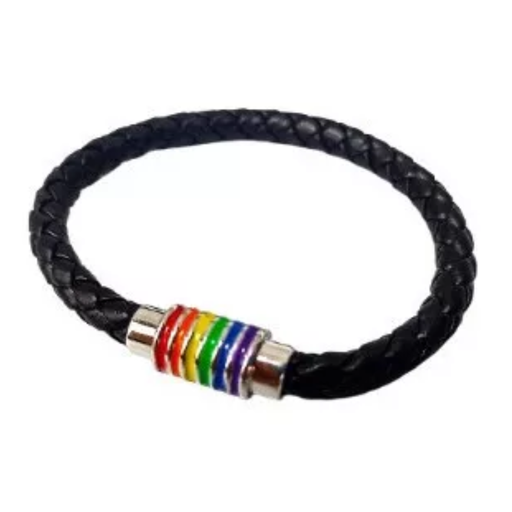 [LGBT] Pulsera Orgullo LGBT Cierre Con Imán Negro Trenzada