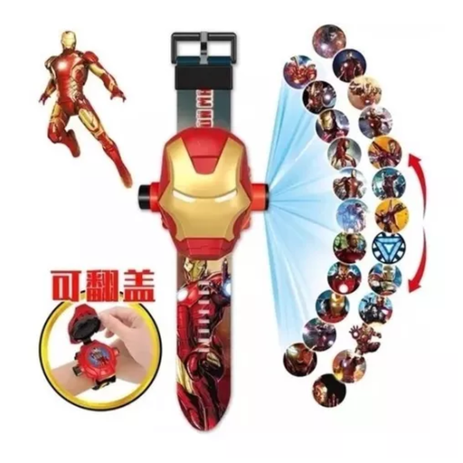 [REIRONDP] Reloj De Proyección Juguete Para Niños Iron Man Rojo