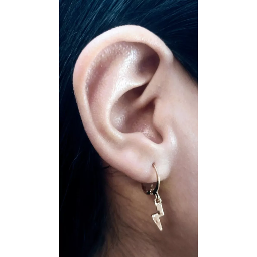 [AretesArgolla] Aretes Argolla Pequeña Dije Rayo Plateado Y Dorado