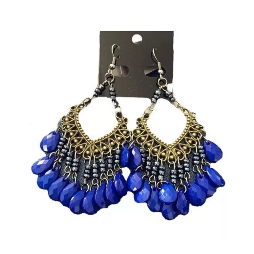 [PendientesOAretesIndia] Pendientes O Aretes India Kundan Azul Colgantes