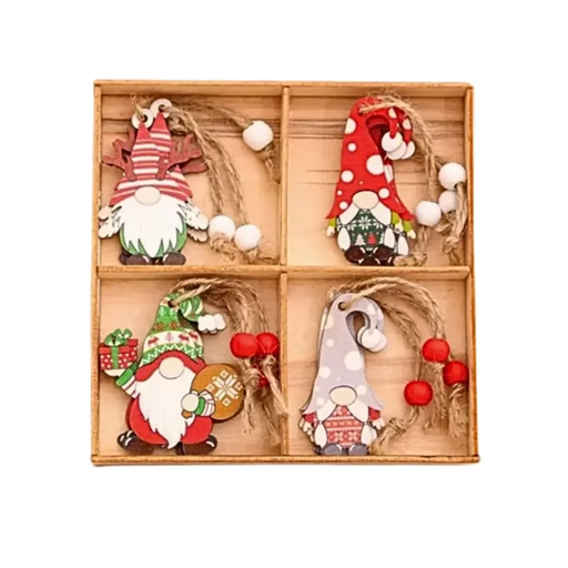 [SET-12GMO] Decoración Navideña Set 12 Piezas De Gnomo Con Caja De Madera