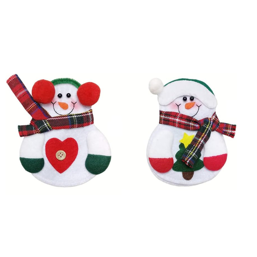 [CUB-2] Adornos Navideños Para Cubiertos 2 Piezas Muñeco De Nieve