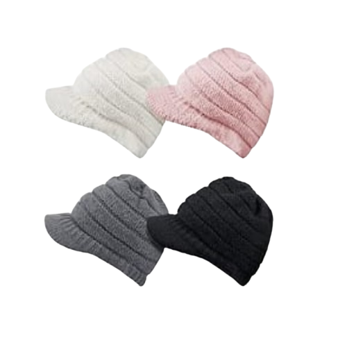 Gorro De Punto Cálido Con Visera Para Cola De Caballo C.C.