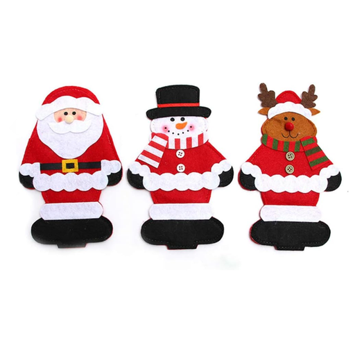 [POR-CUB] Porta Cubiertos Navideños Para Cenas 3 Piezas
