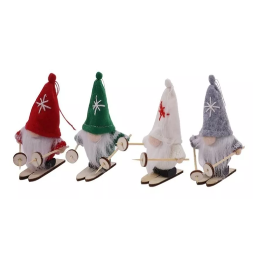 [GNSKCOLG] Gnomos Con Skies Adornos Colgantes Árbol De Navidad 4 Piezas