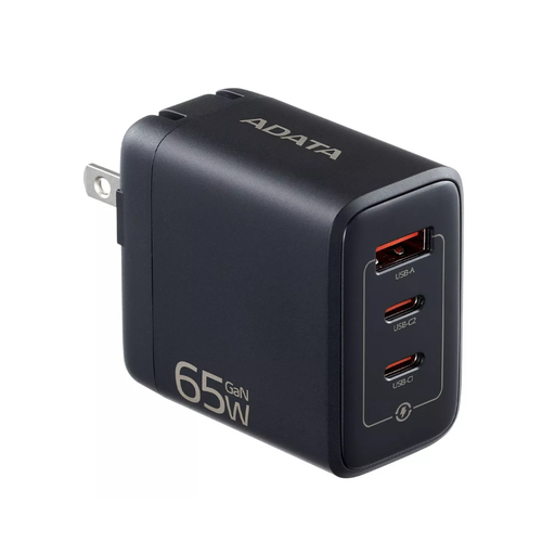 [CHARGERU-0653-QCPDBK] Cargador De Pared Adata 65w Carga Rapida Negro Drop