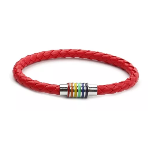 [LGBT] Pulsera Orgullo Lgbt Cierre Con Iman Rojo Trenzada