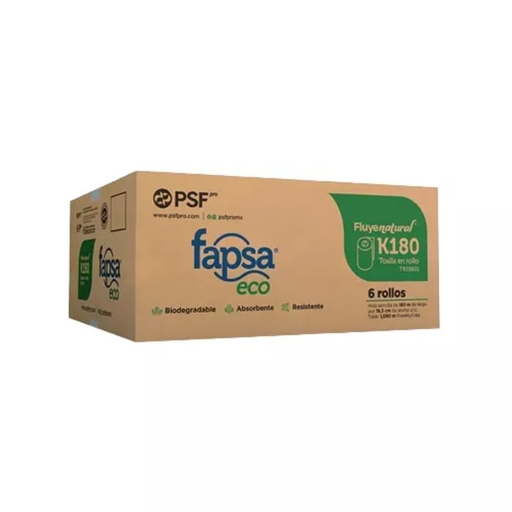 [K180] Toalla Rollo Fapsa Eco Nat. K180 C/6 TR19601 Drop