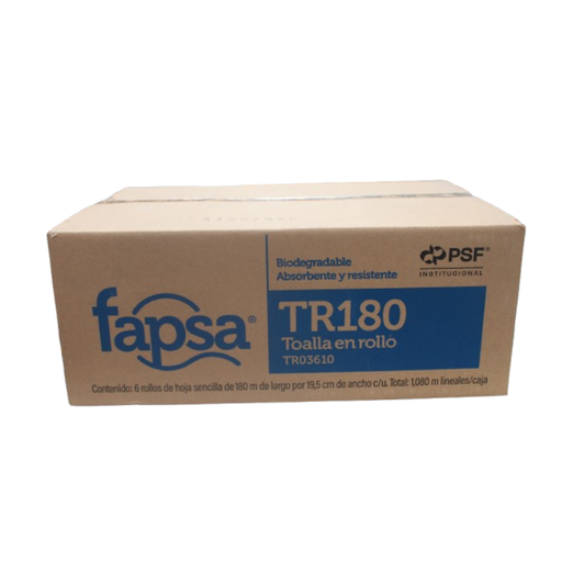 [TR180] Toalla En Rollo Fapsa Hoja Sencilla 6 Rollos TR180 Drop