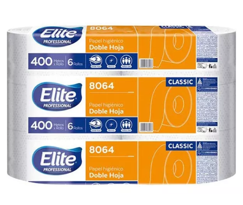 [408064] Higiénico Elite Jumbo 6/400 Mts. 9 Cm HD 8064 Drop