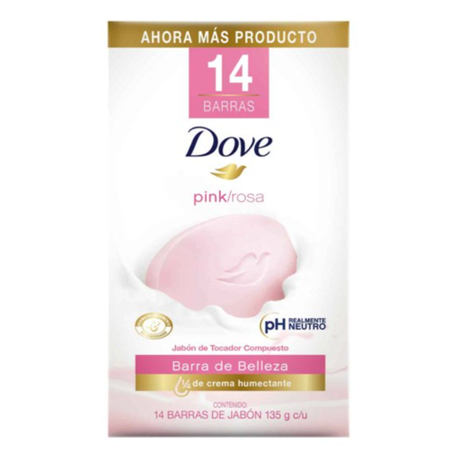 [980013592] Jabón En Barra Dove Pink 14 Pzas. de 135 g c/u Drop