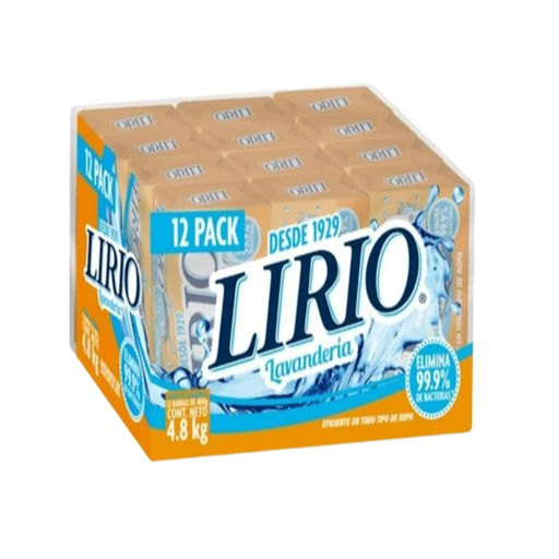 [000015204] Jabón en Barra Lirio Clásico 12 Piezas de 400 g. Drop