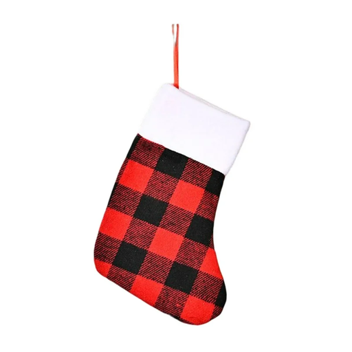 [MN-BTA] Mini Bota Navideña Adorno Para Tu Navidad Cuadros Rojos Y Negro