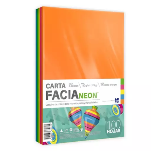 [6106] Paquete De Cartulina/ 100 Hojas / Carta / Colores Neón Drop 009