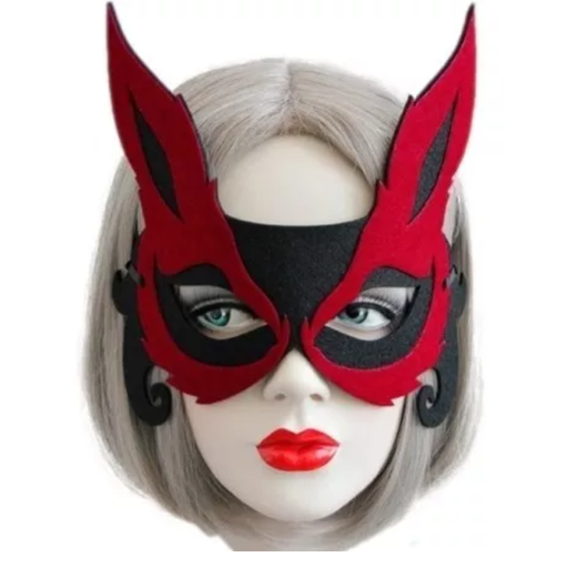 [MDZ-ZR] Máscara Sexy De Media Cara De Zorro Cosplay Negro Con Rojo