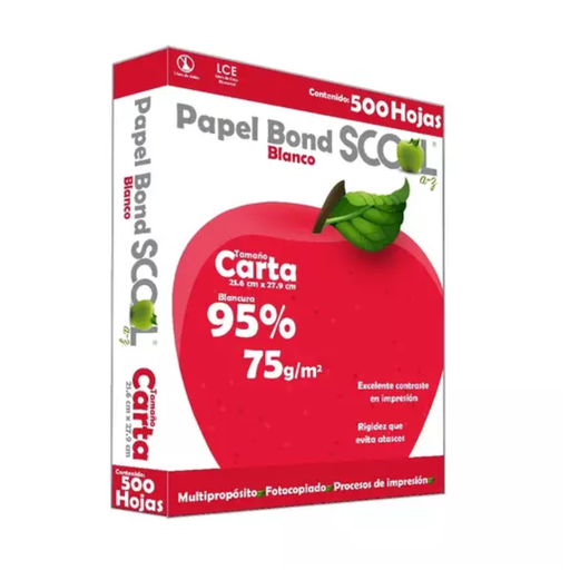 [12126] Papel Bond Carta Paquete De 500 Hojas Blanca Drop 009