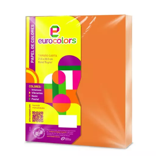 [4643] Paquete De Papel / 100 Hojas / Carta / Naranja Vibrante Drop 009