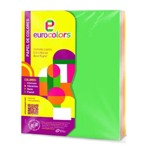 [12968] Paquete De Papel / 100 Hojas / Carta / Arcoiris Neon Drop 009