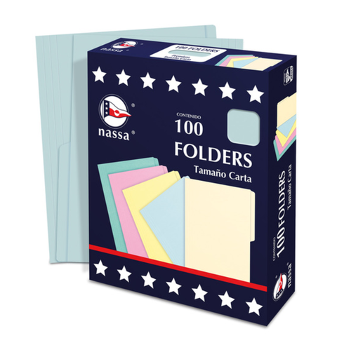 [4308] Folder Tam.carta Color Azul Claro Pqte100 Piezas Drop 009