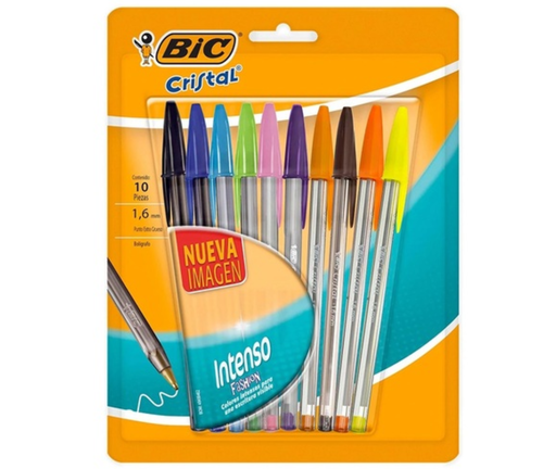 [17153] Bolígrafo Punto Mediano Stick Fashion Blíster con 10 Piezas
