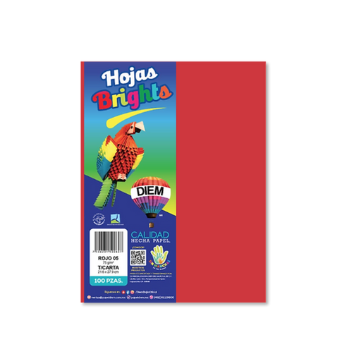 [1420] Papel Bright Carta Rojo Paquete Con 100 Hojas Drop 009