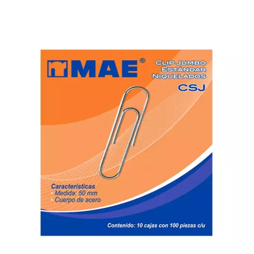 [4502] Clip Jumbo/ Niquelado / Caja C/100 Pzas/Drop 009