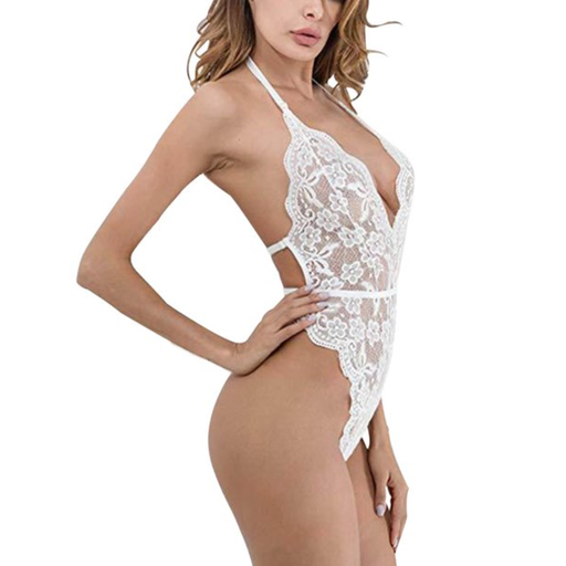 [BE-MXL] Baby Doll Sexy Con Encaje Escotado Y Costados Descubiertos