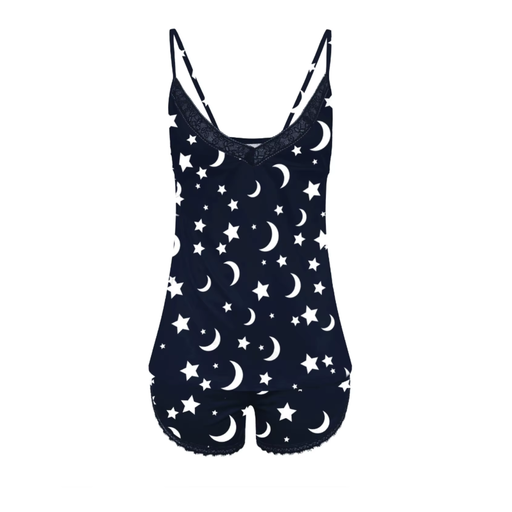 Coordinado Conjunto Pijama Azul Estrellas Y Lunas Blancas