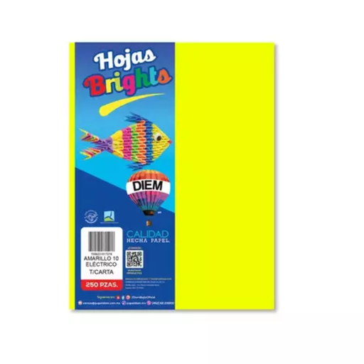 [17306] Paquete Papel Bright 250 Piezas Amarillo Eléctrico Drop 009