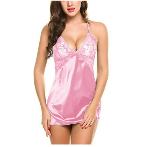 Baby Doll Ladies Sexy Lingerie Model Pink Cruzado