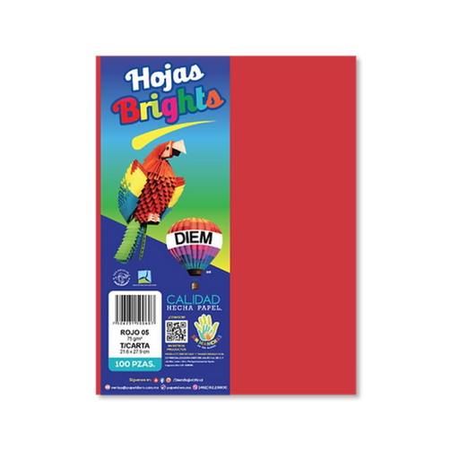 [17303] Papel Bright Tamaño Carta Rojo Paquete 250 Hojas Drop 009