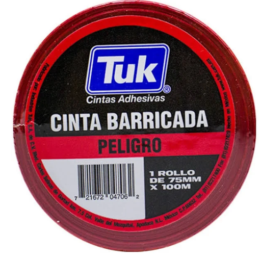 [24087] Cinta De Advertencia Barricada Rojo 75mmx100m Drop 009