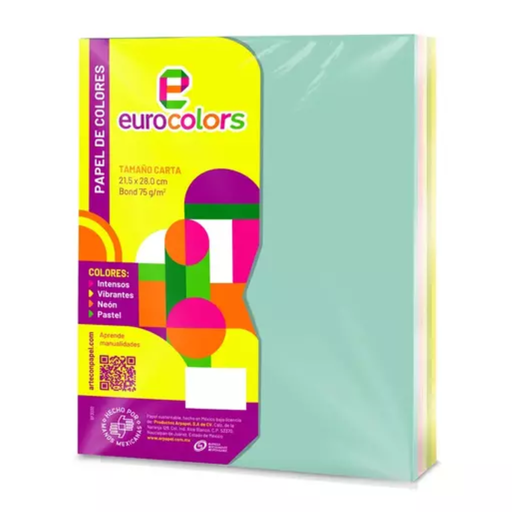 [12969] Paquete De Papel 100 Hojas Carta Arcoiris Pastel Drop 009