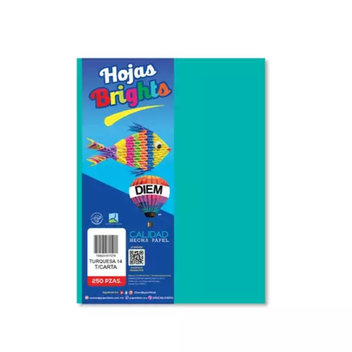 [17310] Paquete Papel Bright /250 Hojas/Carta/Turquesa Drop 009