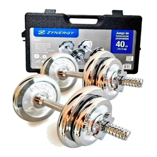 [SYWS40LB] Set Mancuernas Cromadas 18.5 Kg C/U Estuche Portátil Drop 002