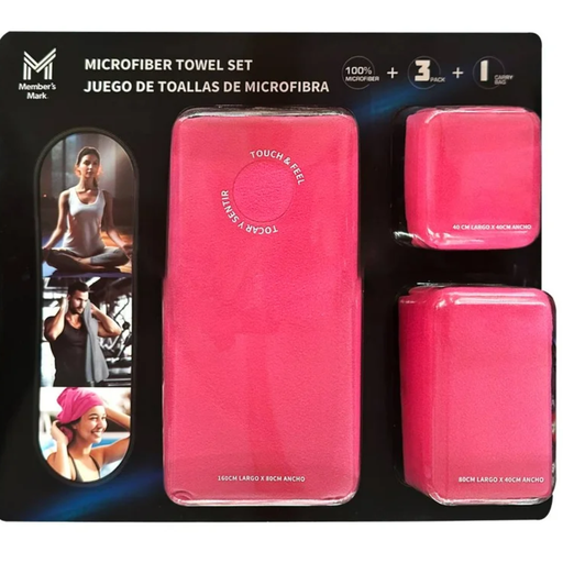 [981012625] Juego de Toallas de Microfibra Rosa con 3 pzas Drop002
