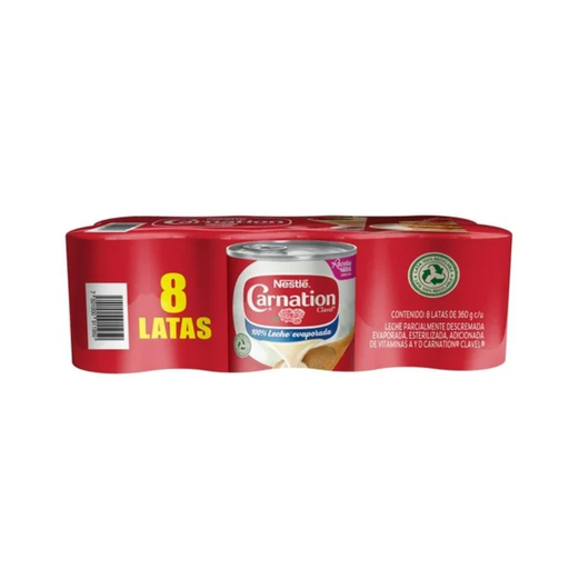 [000094781] Leche Evaporada Carnation Clavel Nestlé 8 pzas Drop002
