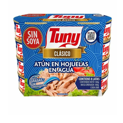 [214464] Atún en Agua Tuny Clásico 8 pzas de 140 g c/u Drop002